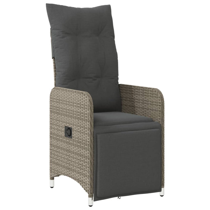 Sillones exterior 2 piezas con mesa poli rattan gris