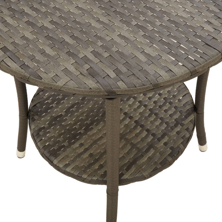 Sillones exterior 2 piezas con mesa poli rattan gris