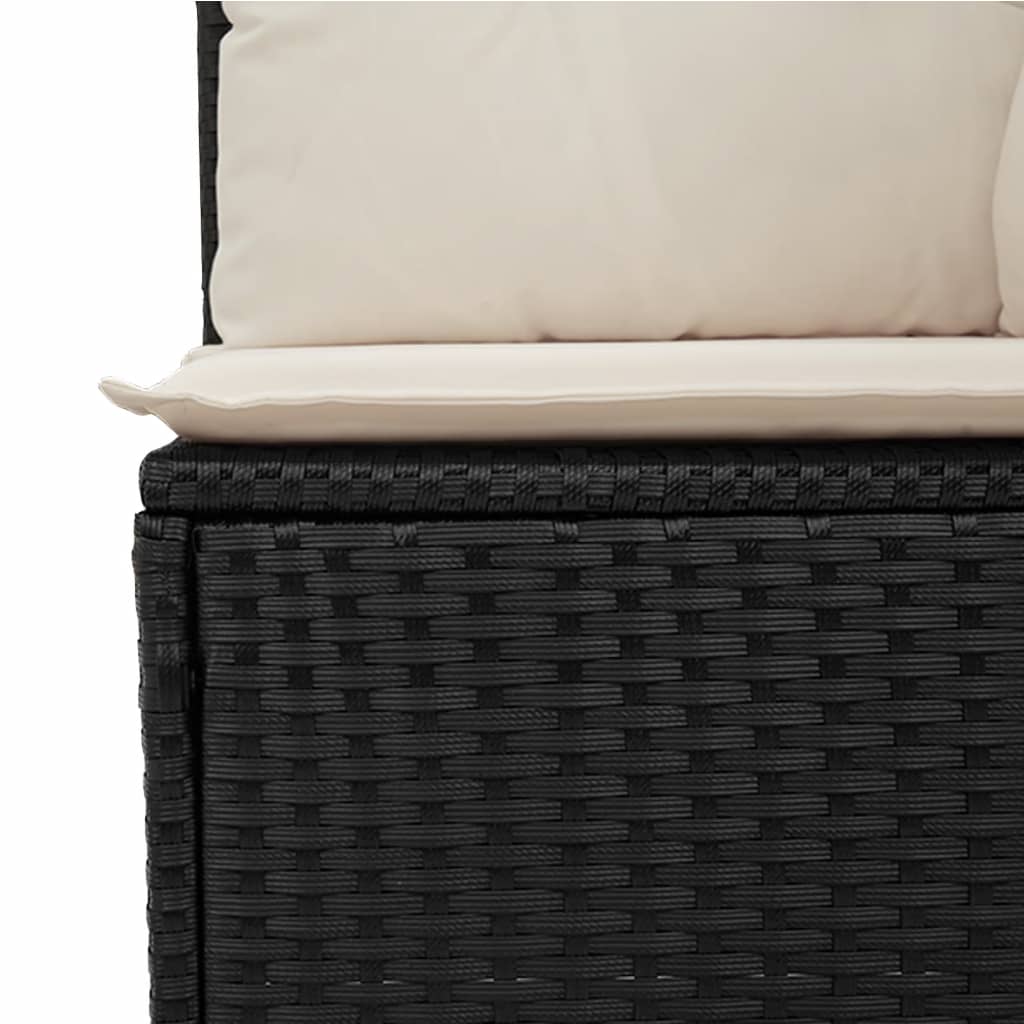 Gartensofa ohne Armlehnen mit Kissen Schwarz Poly Rattan