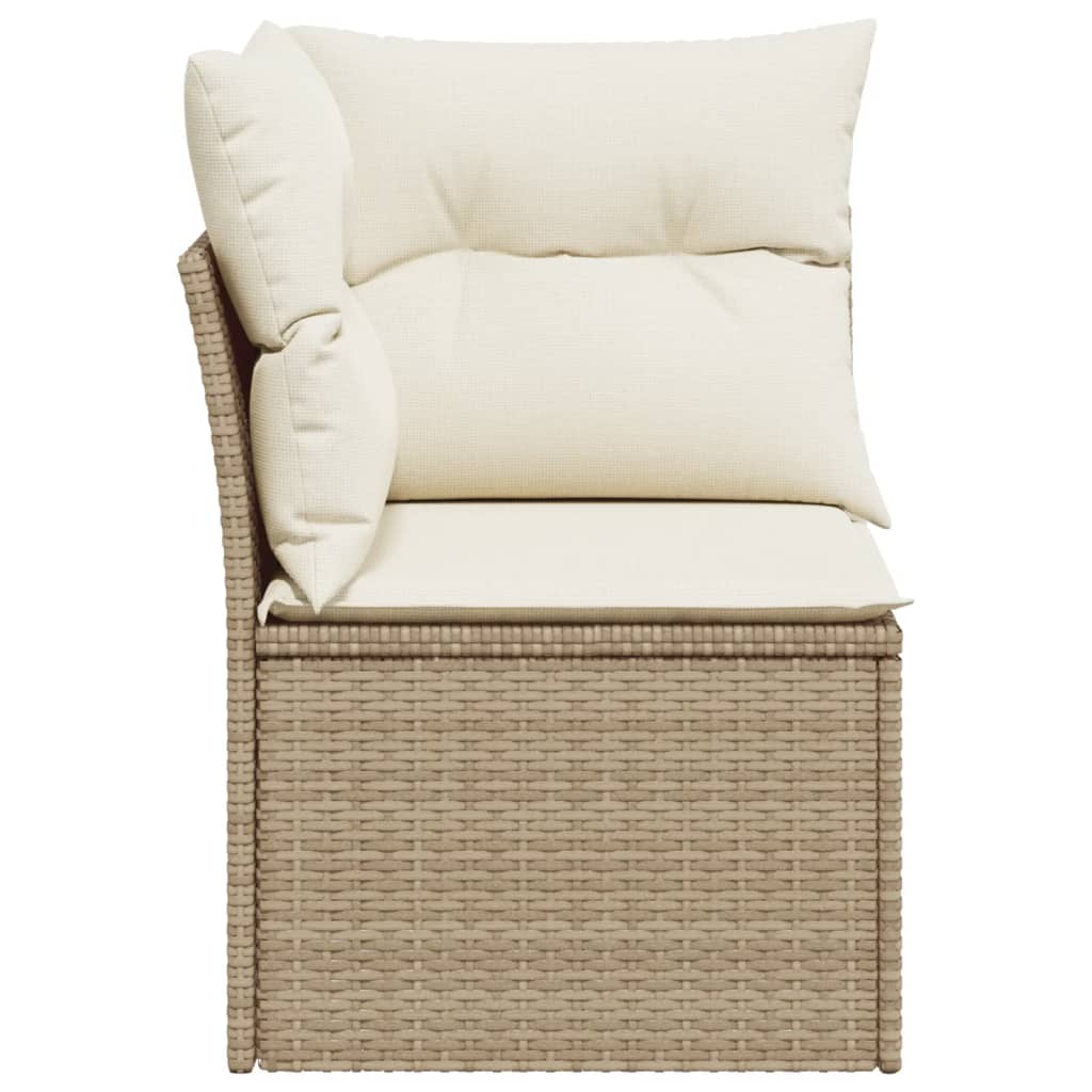 Garten-Ecksofa mit Kissen Beige Poly Rattan