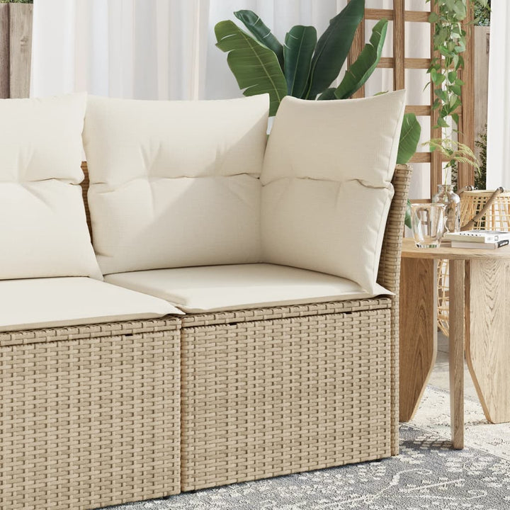 Garten-Ecksofa mit Kissen Beige Poly Rattan