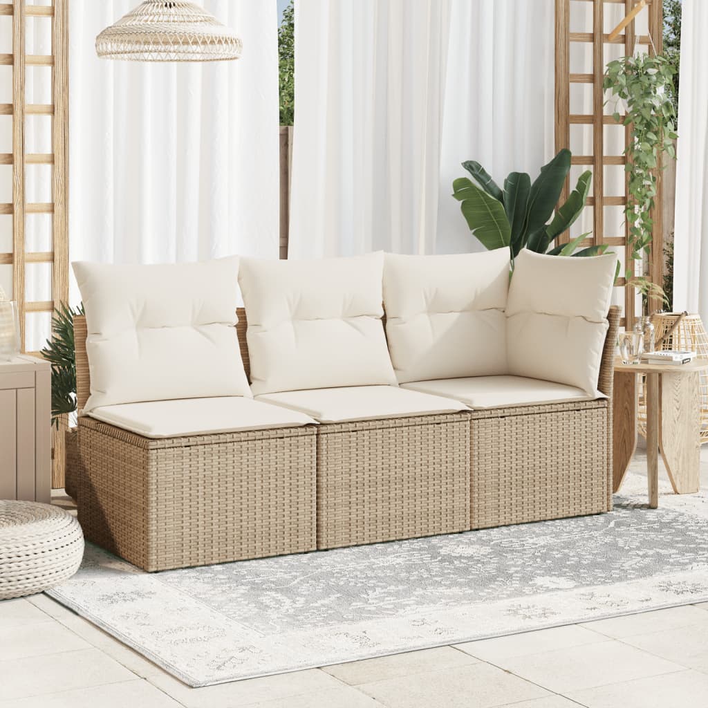 Sillón de jardín sin brazos con cojín de polirratán beige