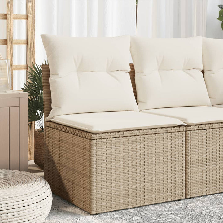 Sillón de jardín sin brazos con cojín de polirratán beige