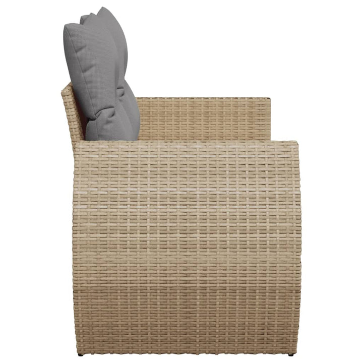 Gartensofa mit Kissen 2-Sitzer Beige Poly Rattan