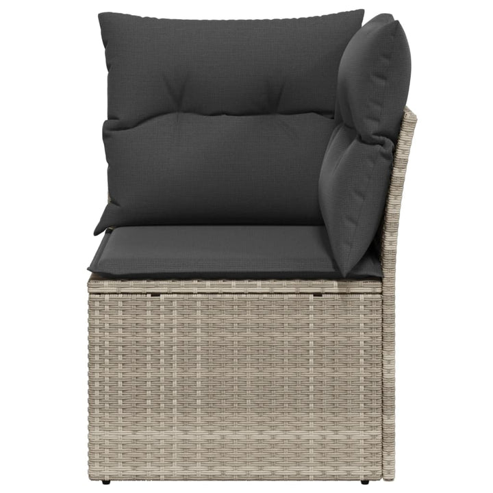 Garten-Ecksofa mit Kissen Hellgrau Poly Rattan