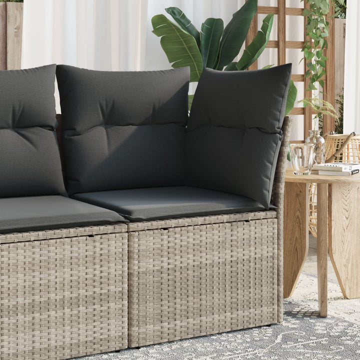 Garten-Ecksofa mit Kissen Hellgrau Poly Rattan