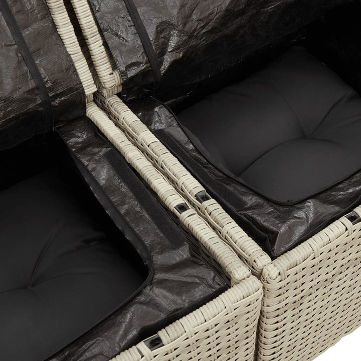 Gartensofa mit Kissen 2-Sitzer Hellgrau Poly Rattan