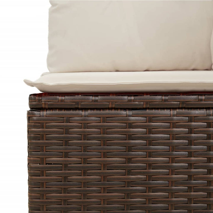 Garten-Ecksofa mit Kissen Braun Poly Rattan