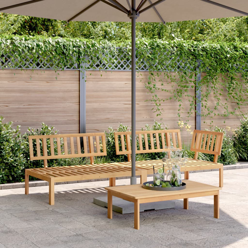 3 uds. Conjunto de sofás de jardín fabricados con palets de madera maciza de acacia.