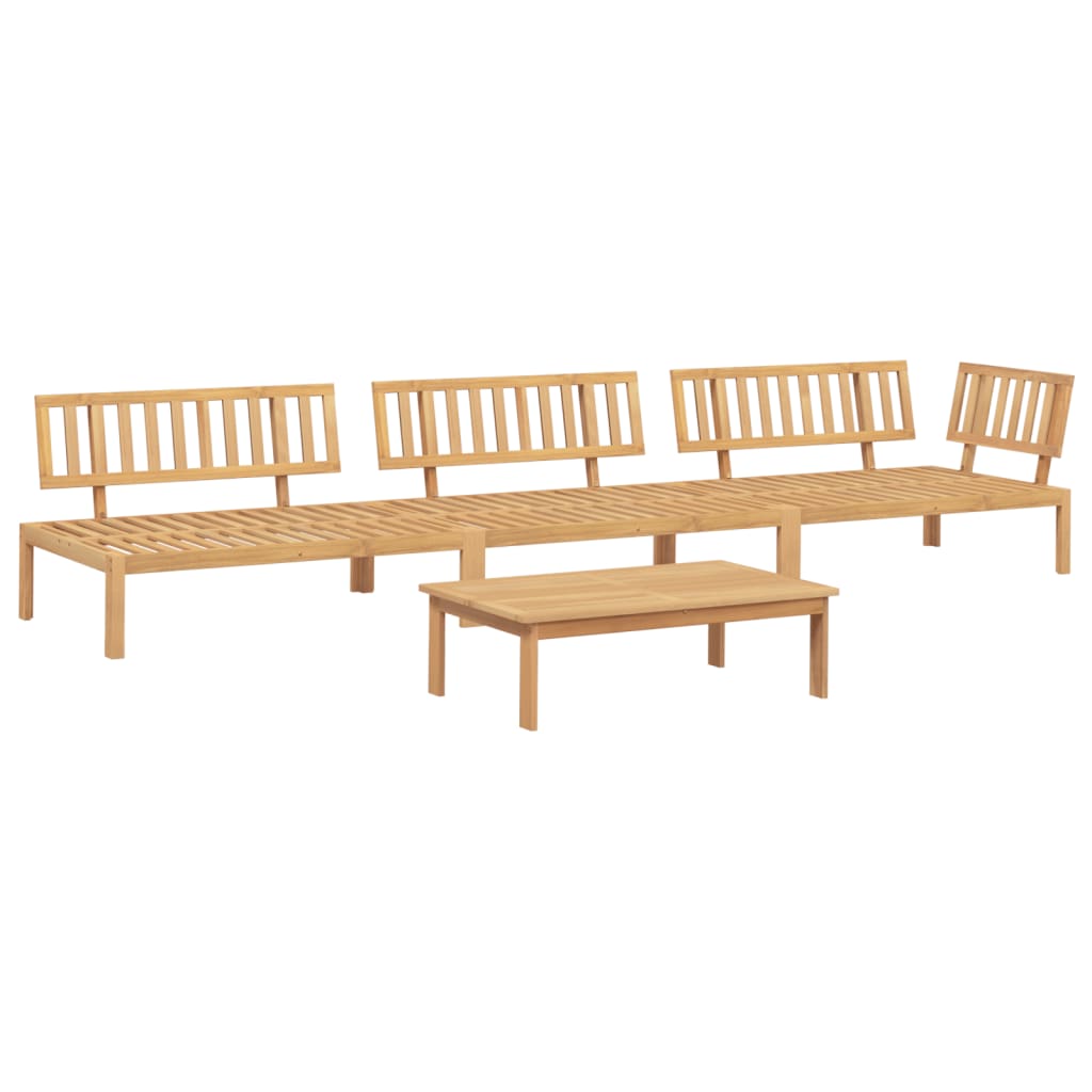 4 uds. Conjunto de sofás de jardín fabricados con palets de madera maciza de acacia.