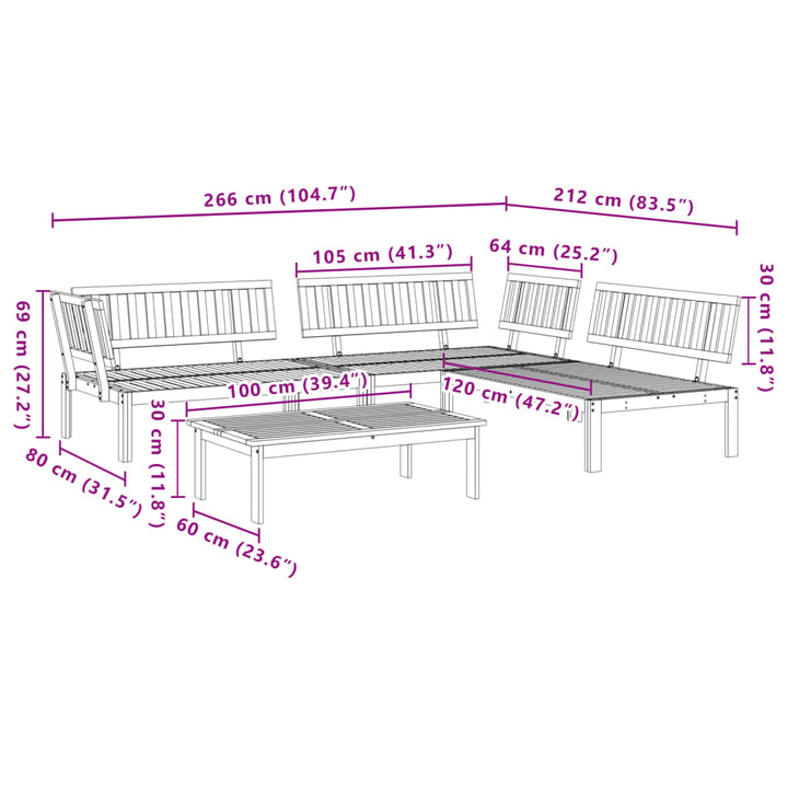 4-tlg. Garten-Sofagarnitur aus Paletten Massivholz Akazie