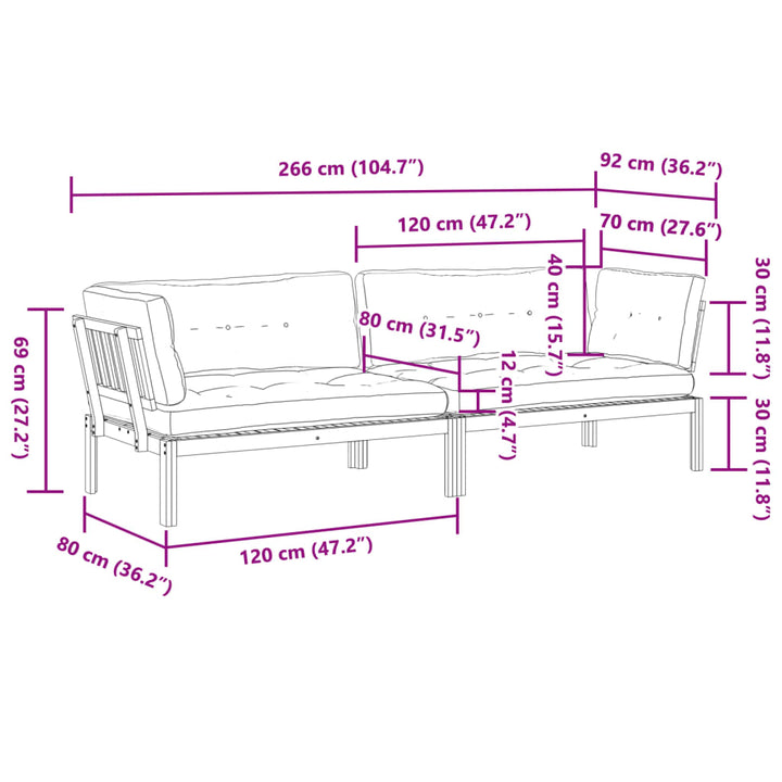 Garten-Ecksofas aus Paletten 2 Stk mit Kissen Massivholz Akazie