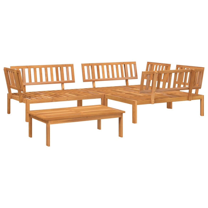 4 uds. Conjunto de sofás de jardín fabricados con palets de madera maciza de acacia.