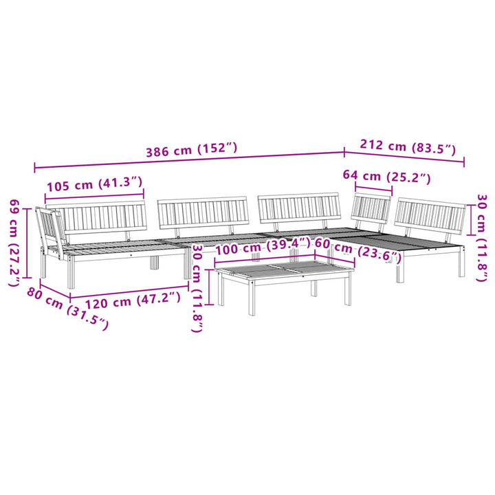 5-tlg. Garten-Sofagarnitur aus Paletten Massivholz Akazie