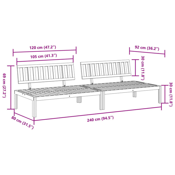 Garten-Mittelsofas aus Paletten 2 Stk. Massivholz Akazie