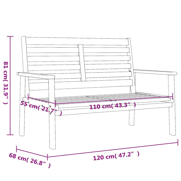 Sofá de jardín 120 cm de madera maciza de acacia