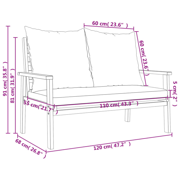 Gartensofa-Set mit Kissen Massivholz Akazie