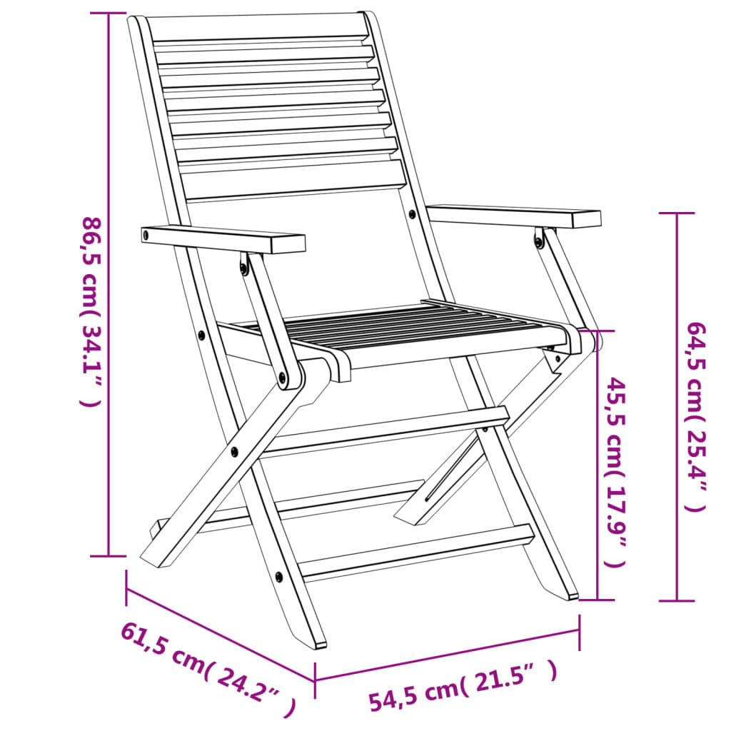 Gartenstühle 8 Stk. Klappbar 54,5x61,5x86,5cm Massivholz Akazie