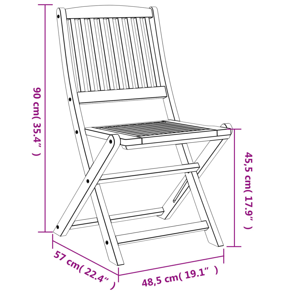 Gartenstühle 6 Stk. Klappbar 48,5x57x90 cm Massivholz Akazie