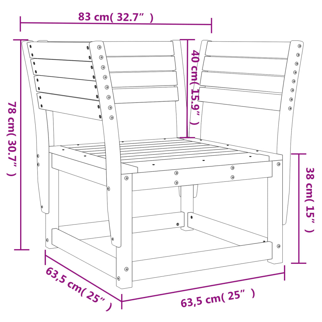 Silla de jardín de madera de pino impregnada