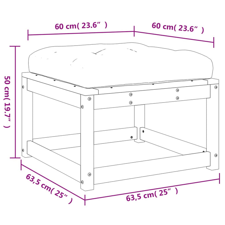 Gartenhocker mit Kissen Wachsbraun Massivholz Kiefer