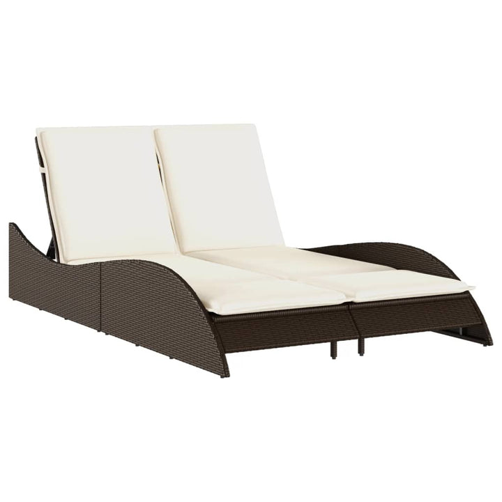 Sonnenliege mit Auflagen Braun 114x205x73 cm Poly Rattan