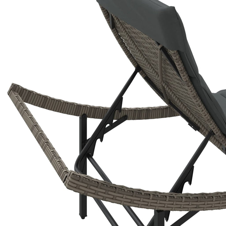 Sonnenliege mit Kissen Grau 55x199x50 cm Poly Rattan