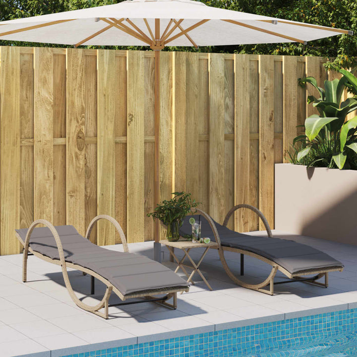 Sonnenliege mit Auflage Beige 60x199x42 cm Poly Rattan