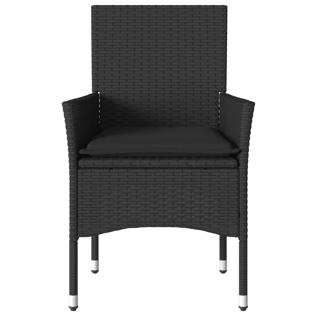 Gartenstühle mit Kissen 2 Stk. Schwarz Poly Rattan