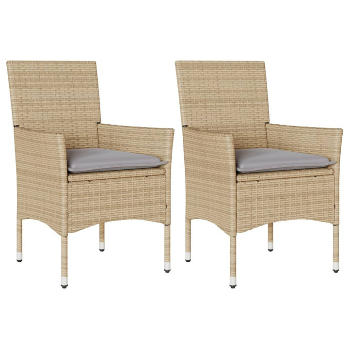 Gartenstühle mit Kissen 2 Stk. Beige Poly Rattan