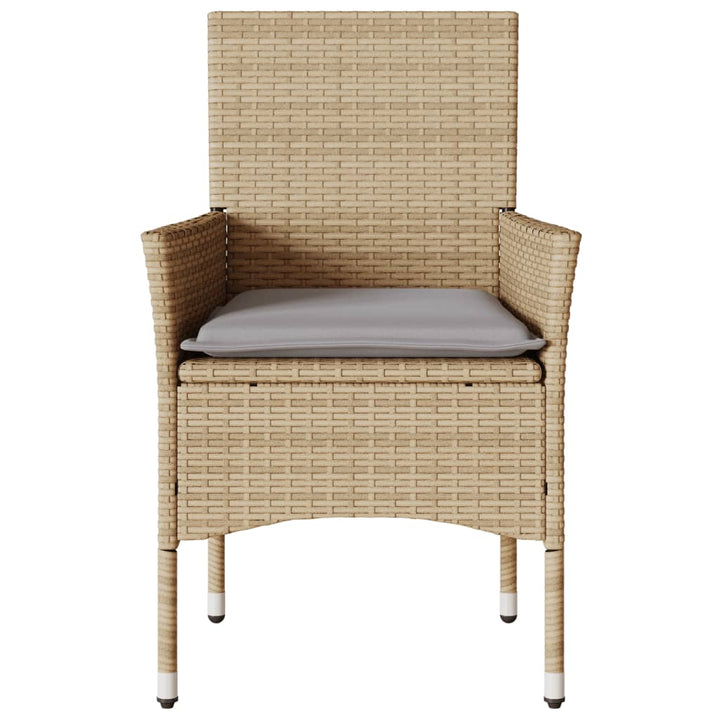 Gartenstühle mit Kissen 2 Stk. Beige Poly Rattan