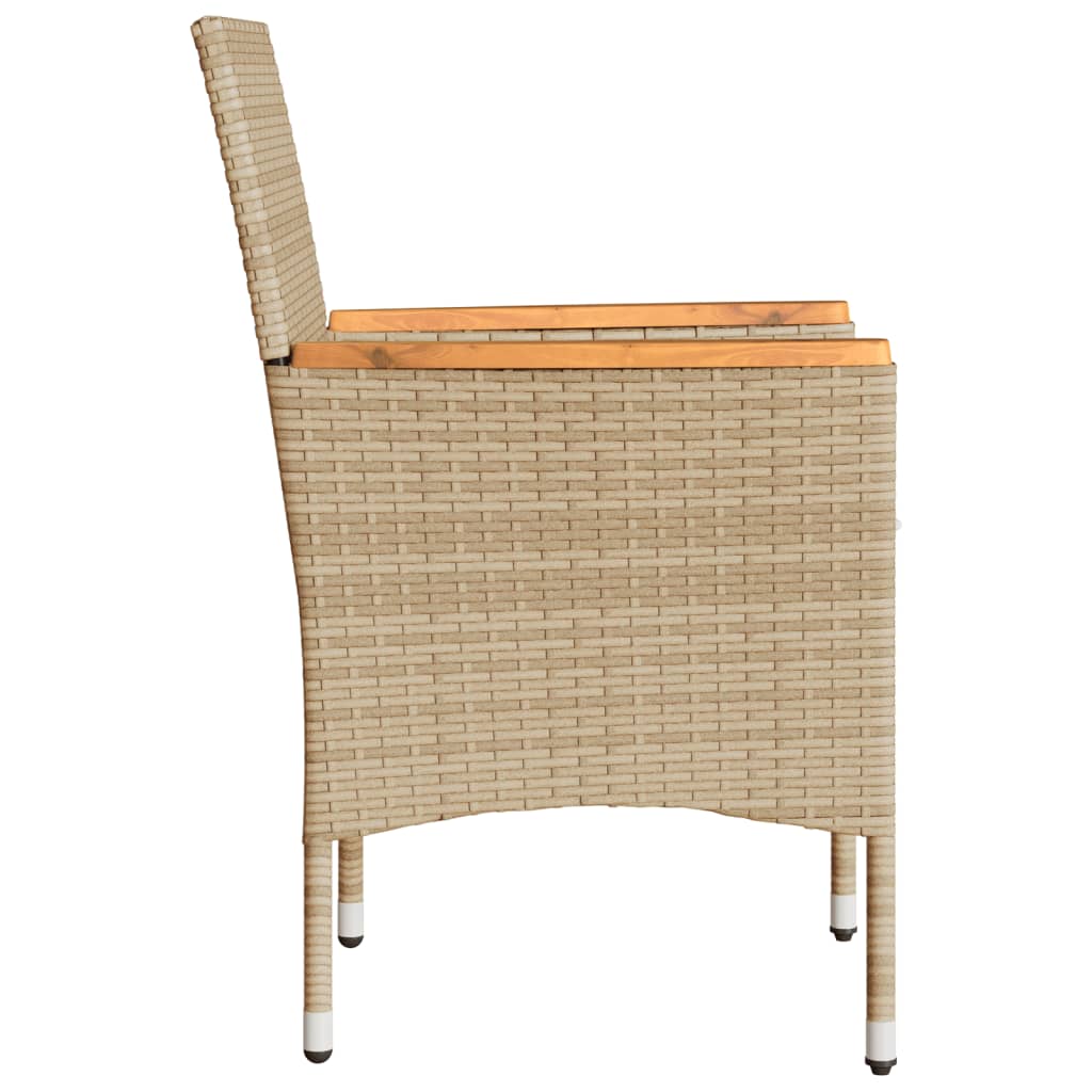 Gartenstühle mit Kissen 2 Stk. Beige Poly Rattan