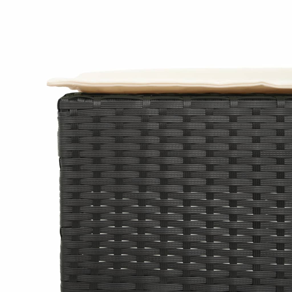 Garten-Barhocker mit Kissen 2 Stk. Schwarz Poly Rattan