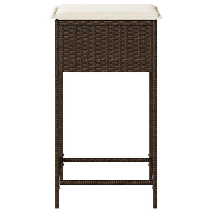 Garten-Barhocker mit Kissen 2 Stk. Braun Poly Rattan