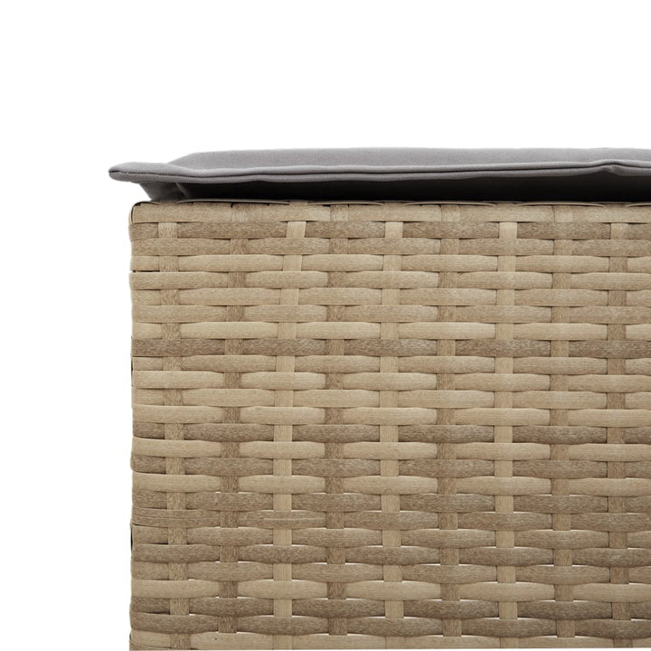 Garten-Barhocker mit Kissen 2 Stk. Beige Poly Rattan