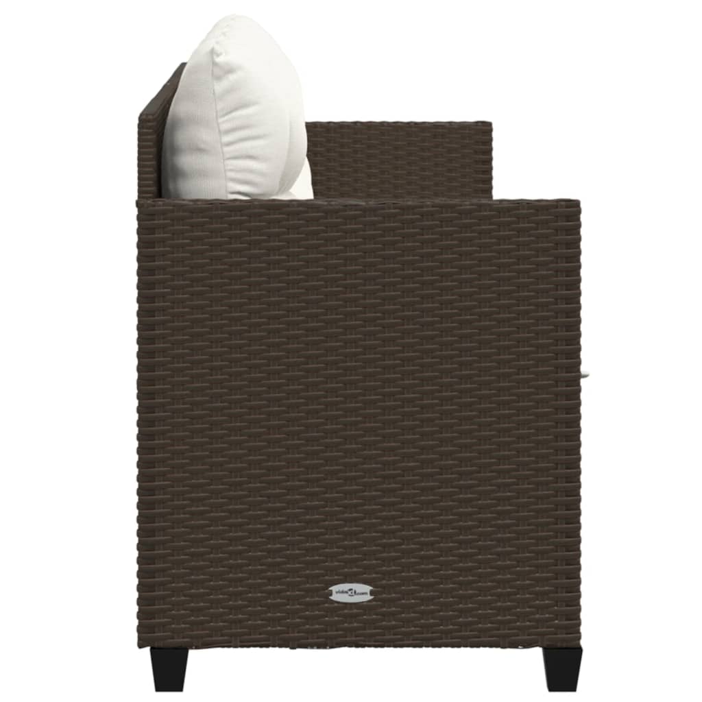 Sonnenliege mit Kissen Braun Poly Rattan