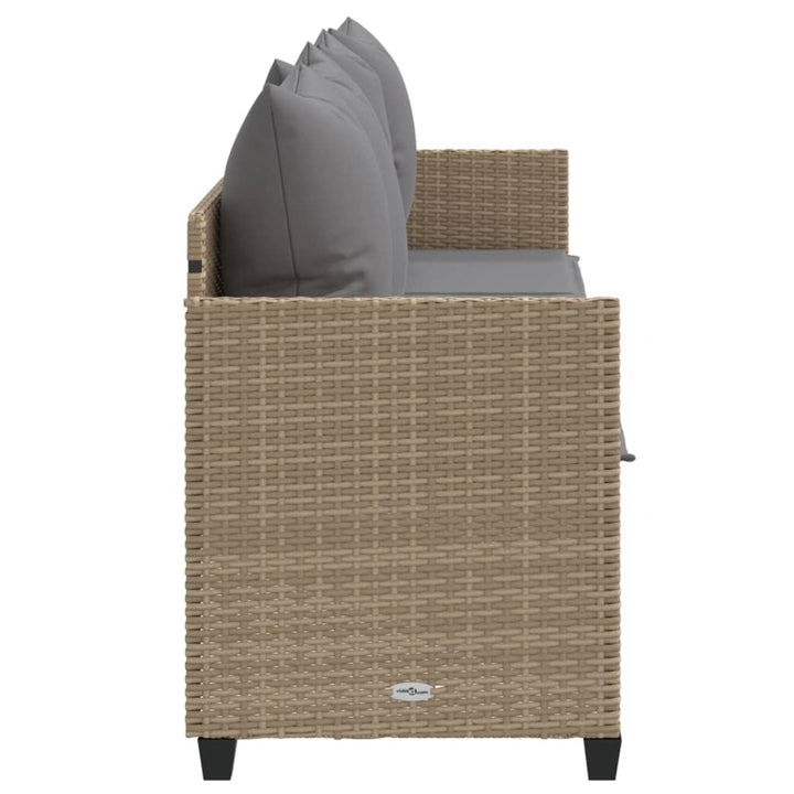 Sonnenliege mit Kissen Beige Poly Rattan