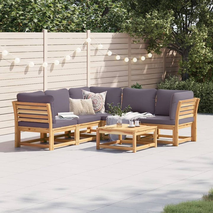 6-tlg. Garten-Lounge-Set mit Kissen Massivholz Akazie