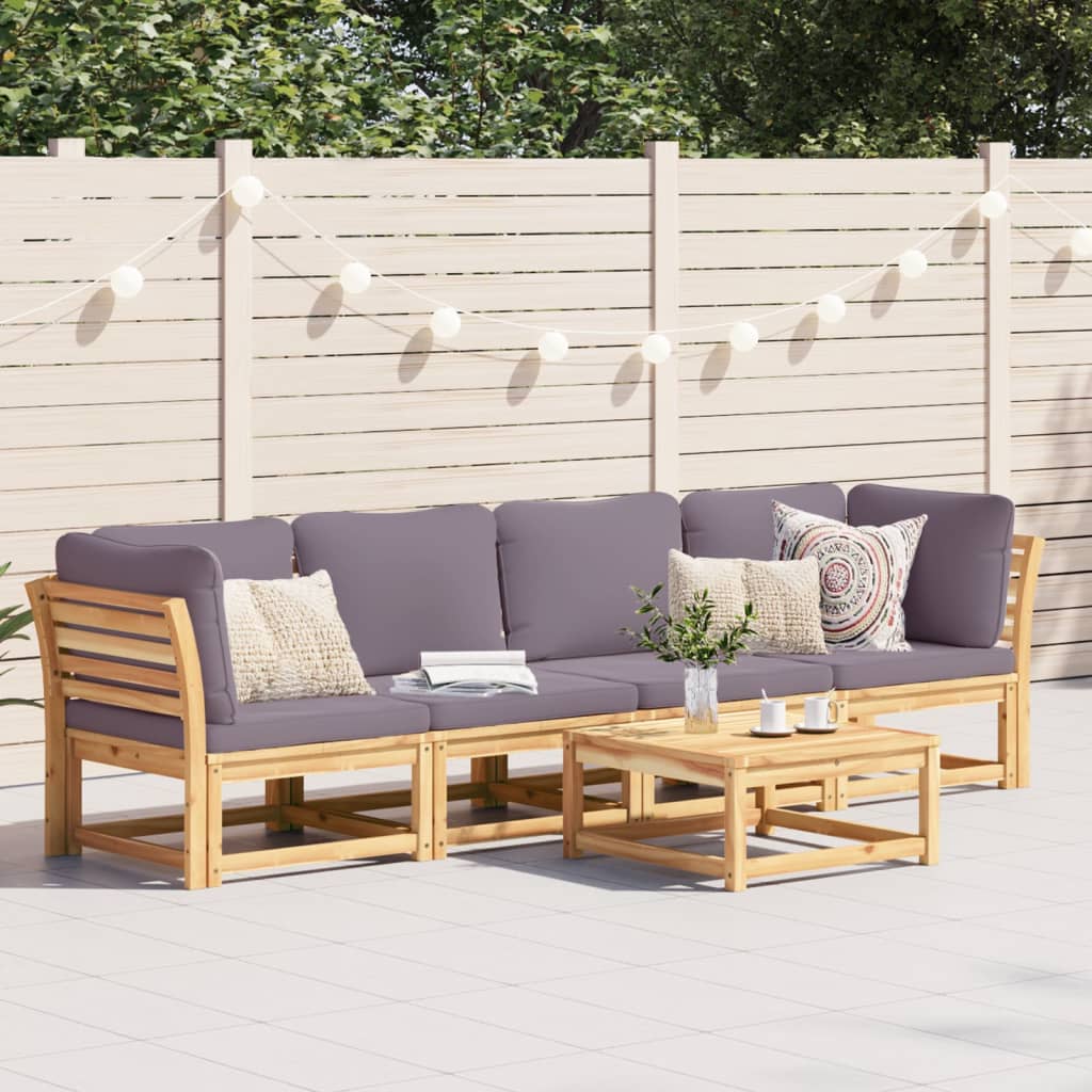 4-tlg. Garten-Lounge-Set mit Kissen Massivholz Akazie