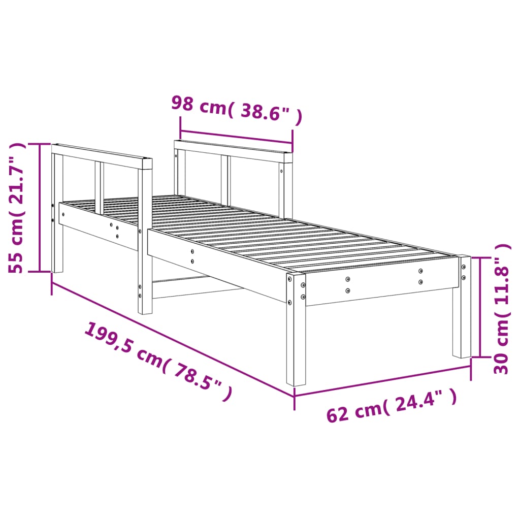 Sonnenliege 199,5x62x55 cm Massivholz Douglasie