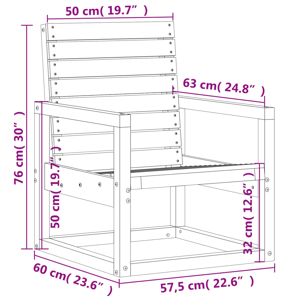 Gartenstuhl 57,5x63x76 cm Massivholz Douglasie