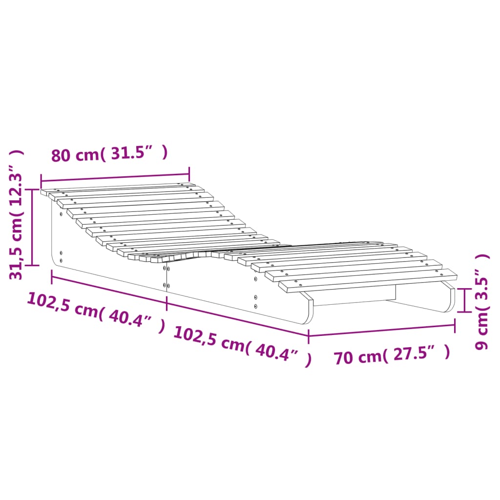 Sonnenliege 205x80x31,5 cm Massivholz Douglasie