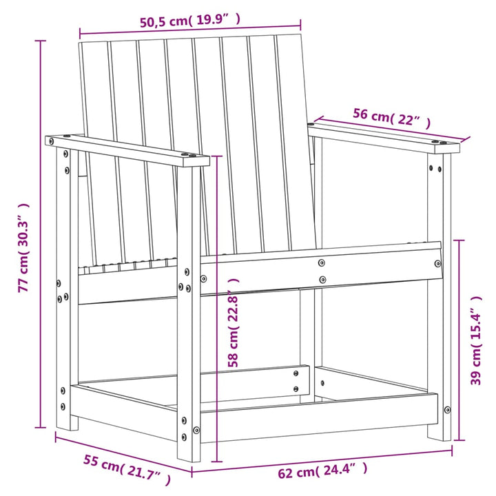 Silla de jardín 62x56x77 cm madera maciza de abeto Douglas