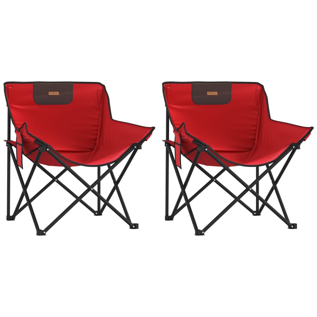 Sillas de camping 2 piezas con bolsa plegable rojo