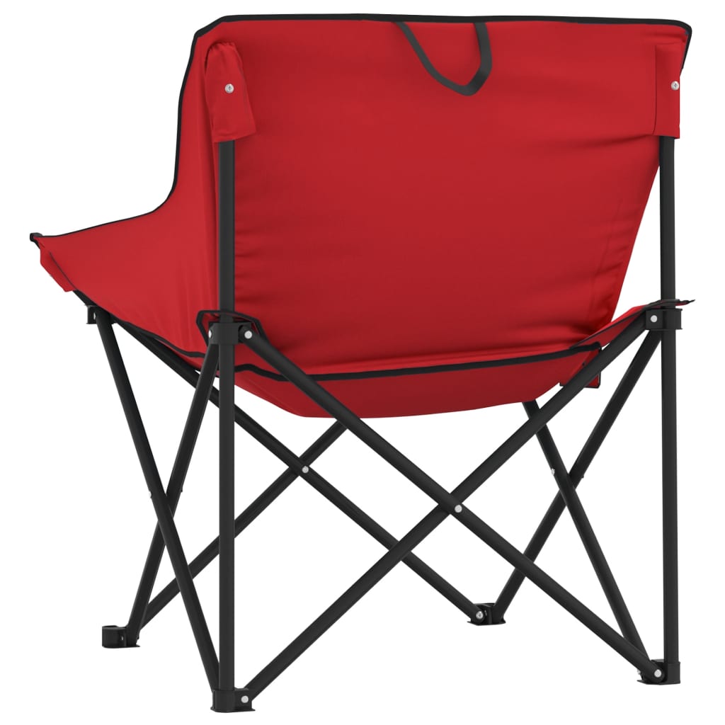 Sillas de camping 2 piezas con bolsa plegable rojo