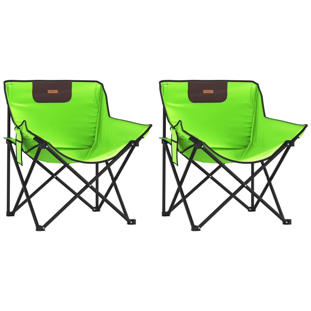 Sillas de camping 2 piezas con bolsa plegable verde