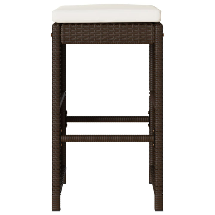 Garten-Barhocker mit Kissen 2 Stk. Braun Poly Rattan