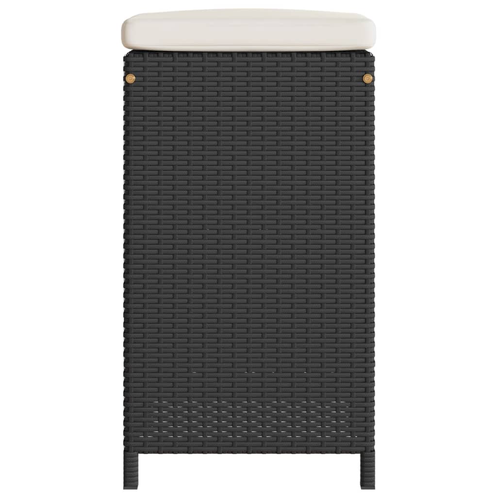 Garten-Barhocker mit Kissen 2 Stk. Schwarz Poly Rattan