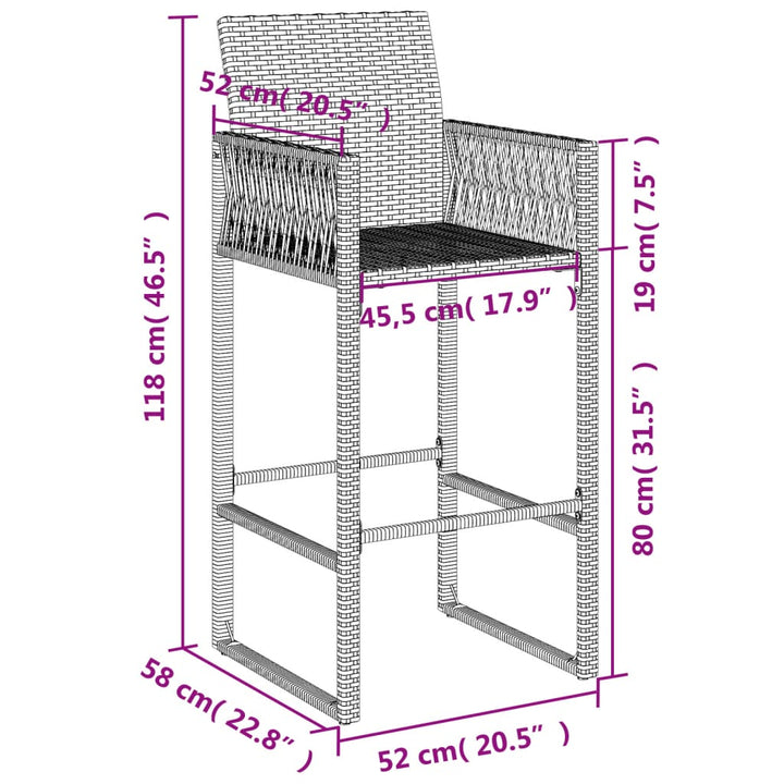 Garten-Barhocker 2 Stk. Schwarz Poly Rattan