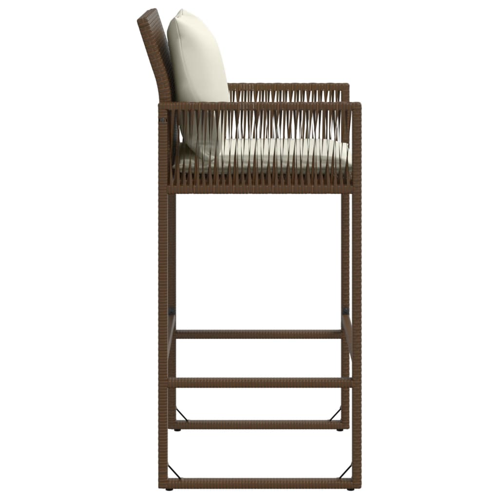 Garten-Barhocker mit Kissen 2 Stk. Braun Poly Rattan